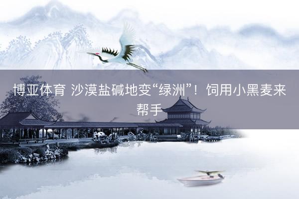博亚体育 沙漠盐碱地变“绿洲”！饲用小黑麦来帮手