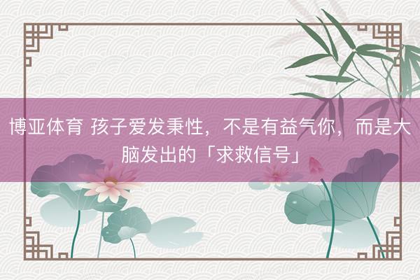 博亚体育 孩子爱发秉性，不是有益气你，而是大脑发出的「求救信号」
