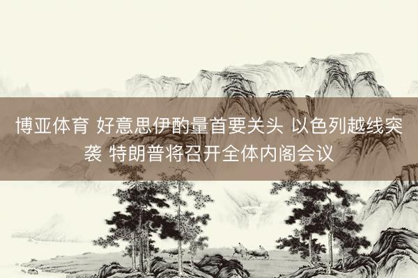 博亚体育 好意思伊酌量首要关头 以色列越线突袭 特朗普将召开全体内阁会议
