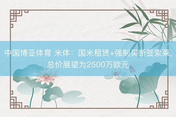 中国博亚体育 米体：国米租赁+强制买断签索莱，总价展望为2500万欧元