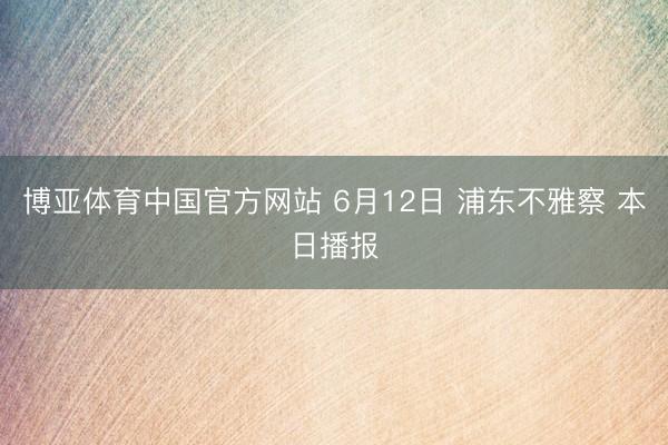 博亚体育中国官方网站 6月12日 浦东不雅察 本日播报